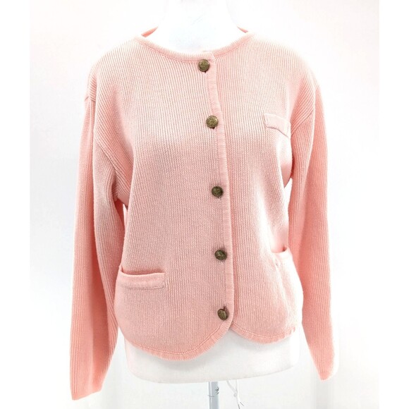 Hasting & Smith Vintage Pink Button Up Ballet Cardigan Sweater Size Med Petite - Picture 1 of 8